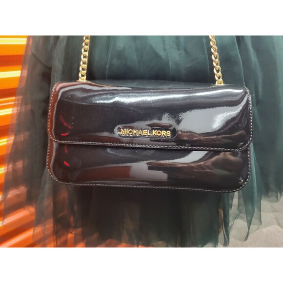 Michael Kors Patent Leather Small Black Crossbody Purse - Picture 1 of 7